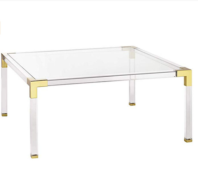 Square Clear Acrylic Modern Coffee Table