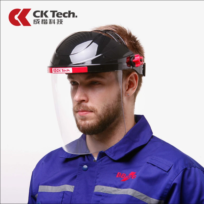 CK Tech.Protective Mask Safety Helmet Transparent Screen Welding Anti-flame Splash Scratch-proof Clear Vision Face Shield