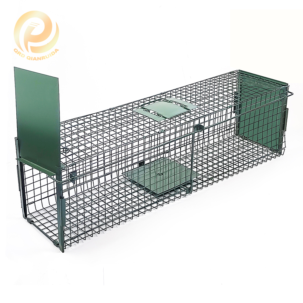 Metal Live Trap Animal Trap Reusable foldable trap for mink, cat, fox, raccoon and raccoon with 2 entries - 100 x 26 x 26 cm