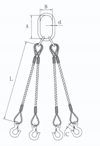 Braided hook rigging with four limbs