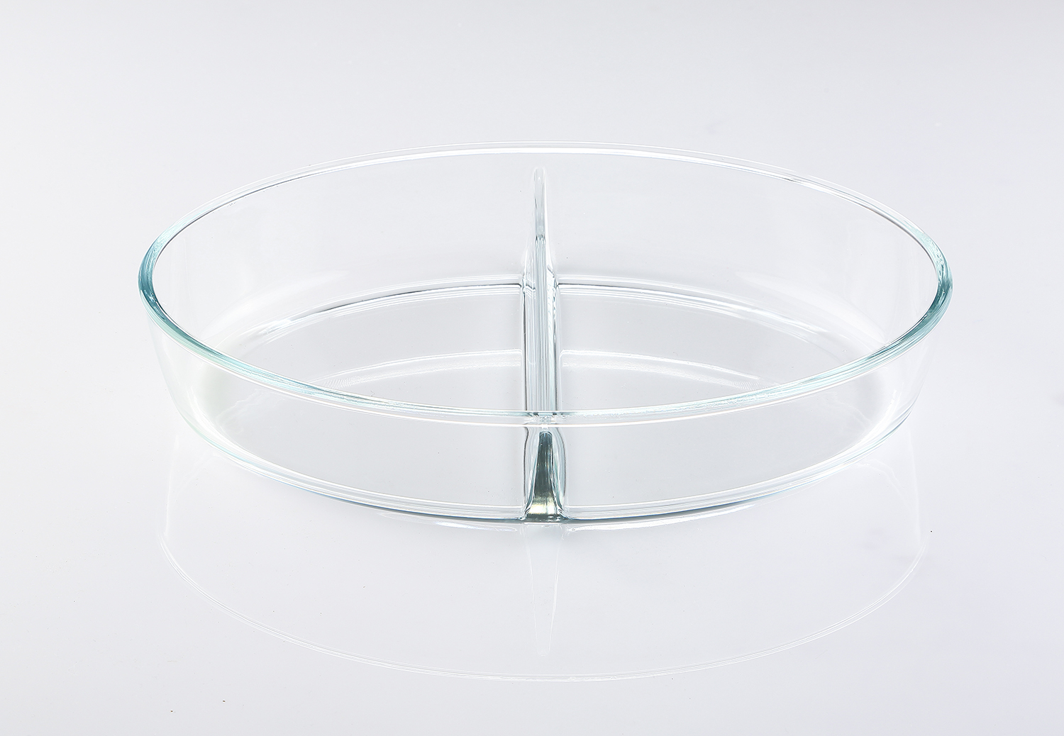 3.2L oval glass bake dish with partition