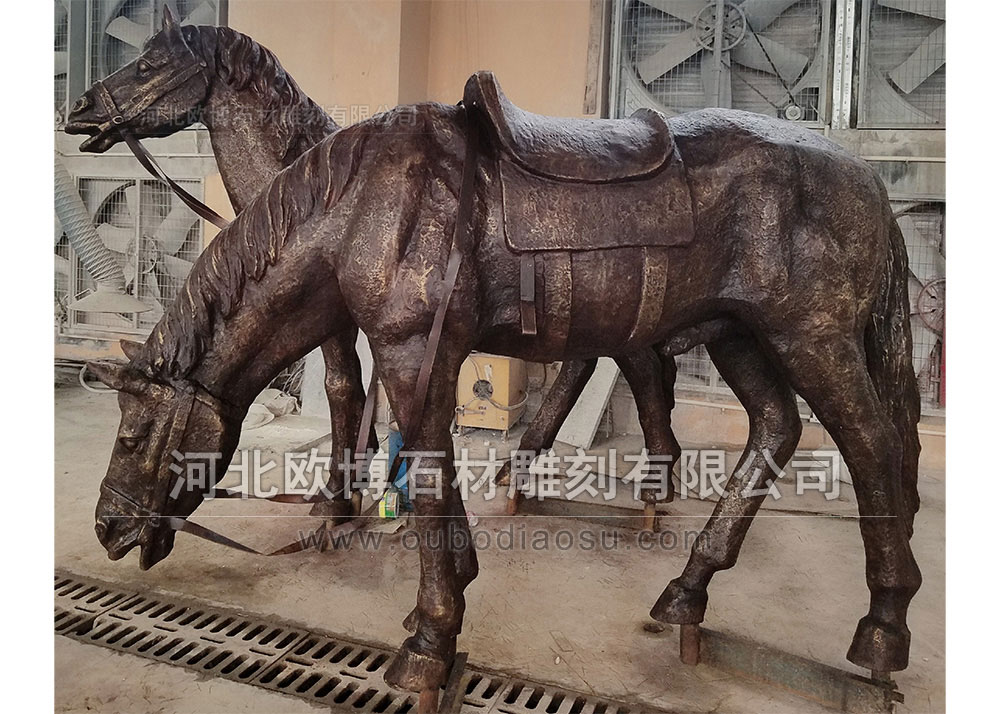抗联人物及马匹铸铜雕塑-1002