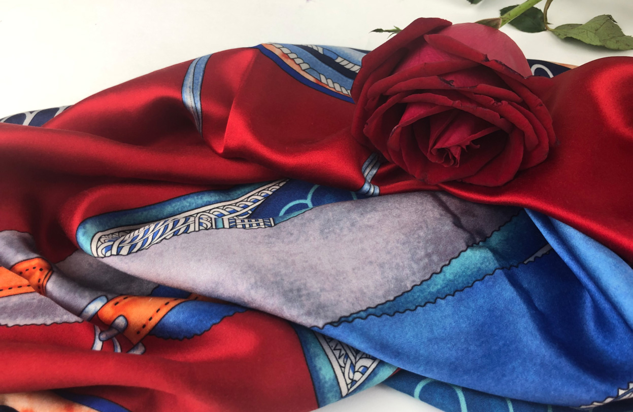 玫瑰+桑蚕丝围巾