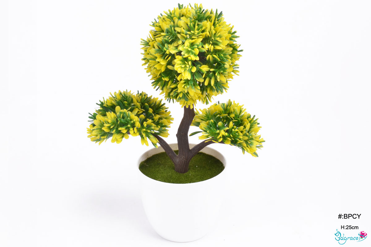 BPCY Yellow Artificial Bonsai pot Plants