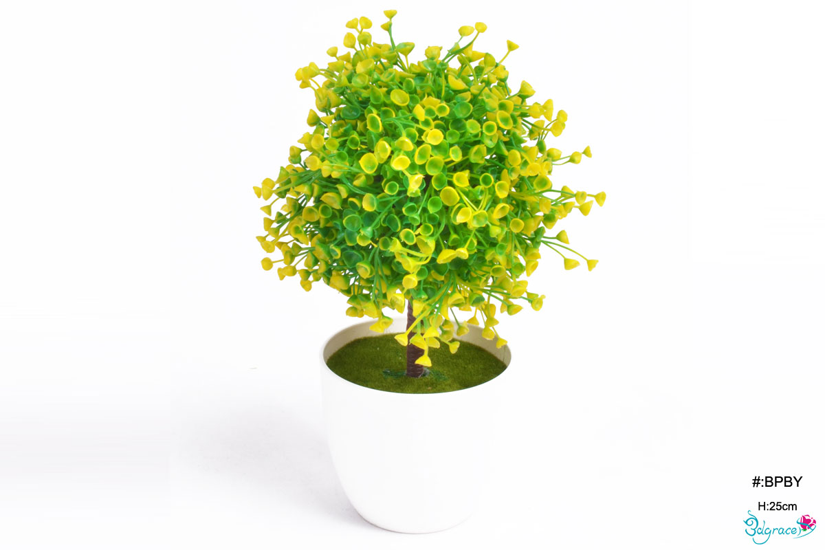BPBY Yellow Artificial Bonsai pot Plants