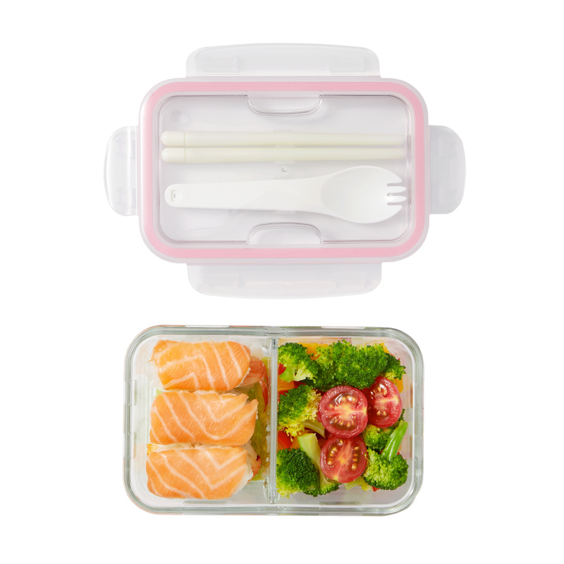 850ml耐热分隔玻璃餐盒（含筷勺）SWB-6159 (3)
