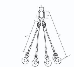 Clamped hook rigging with four limbs