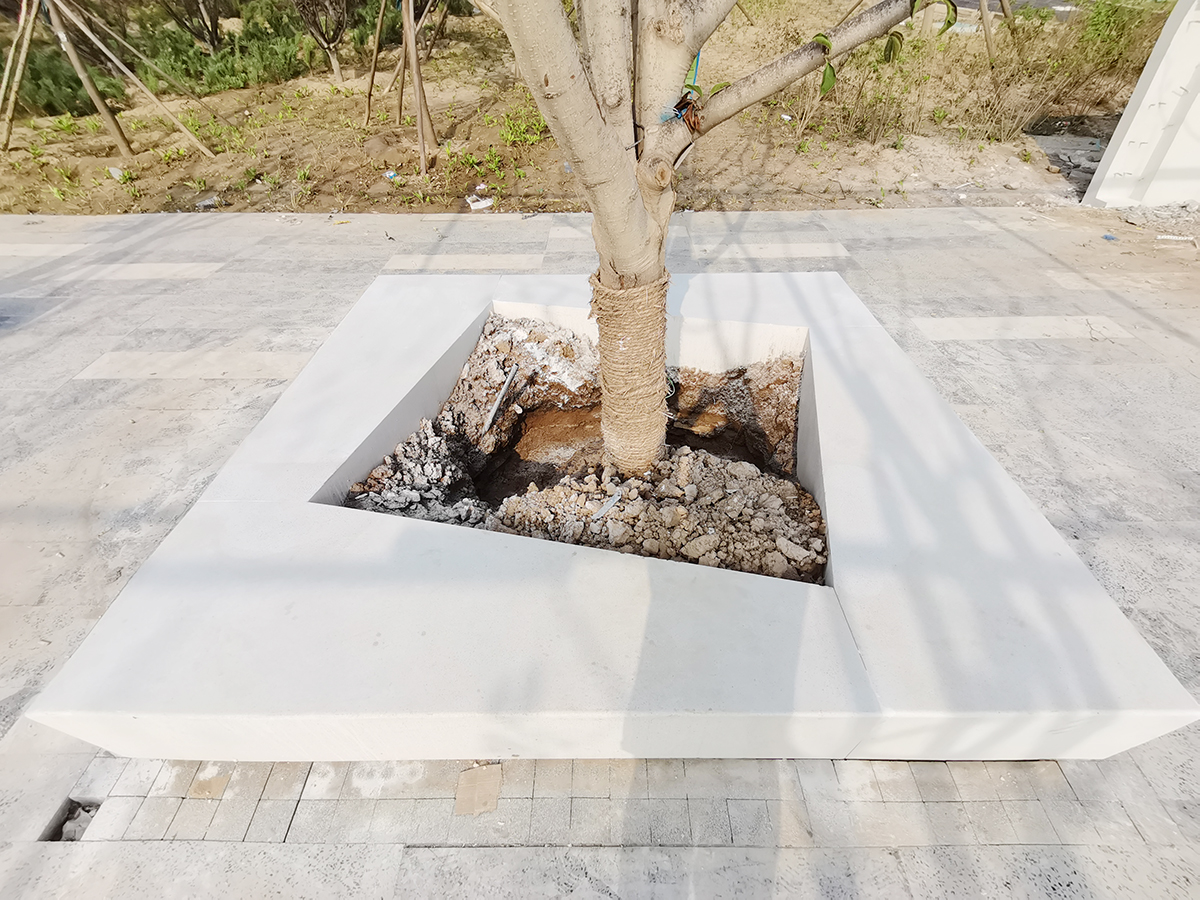 金湖公园项目——预制清水混凝土树池坐凳应用