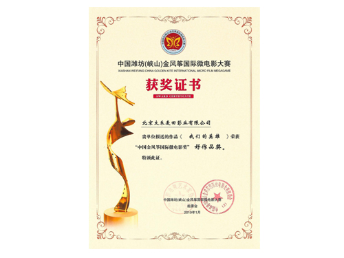 《我们的英雄》荣获2019中国金风筝国际微电影奖，好作品奖