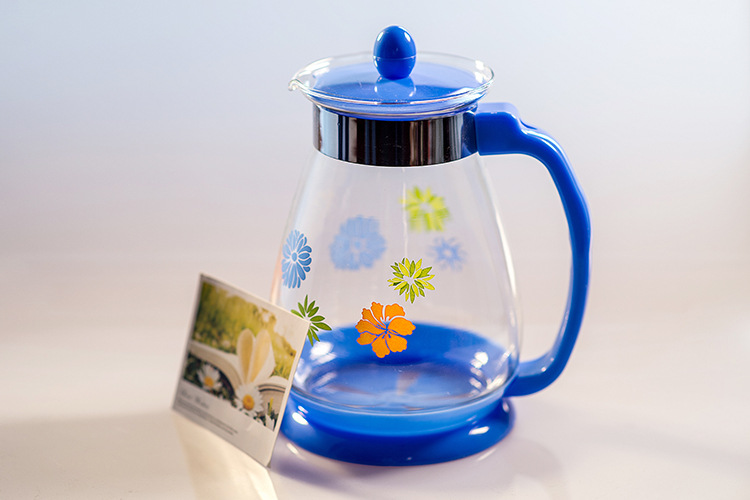 JY-325H玻璃涼水壺烤貼花玻璃茶壺