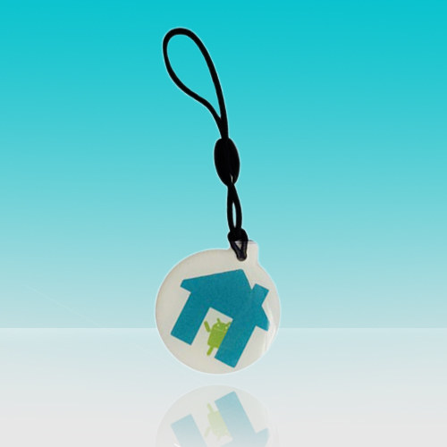 NFC Keychain with Elastic String, Waterproof, Sized 30*53mm, 13.56MHz Working Frequency 
