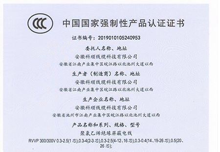 中国国家强制性产品认证证书2